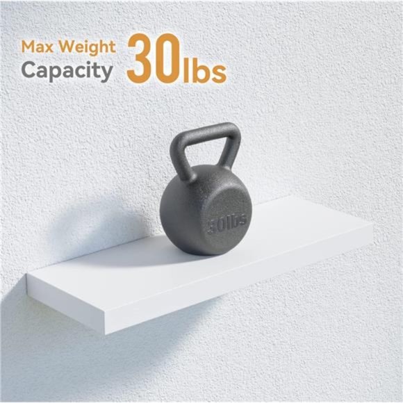 White Floating Shelves for Wall, 4 Sets with Invisible Brackets for Wall Decor - Picture 2 of 6